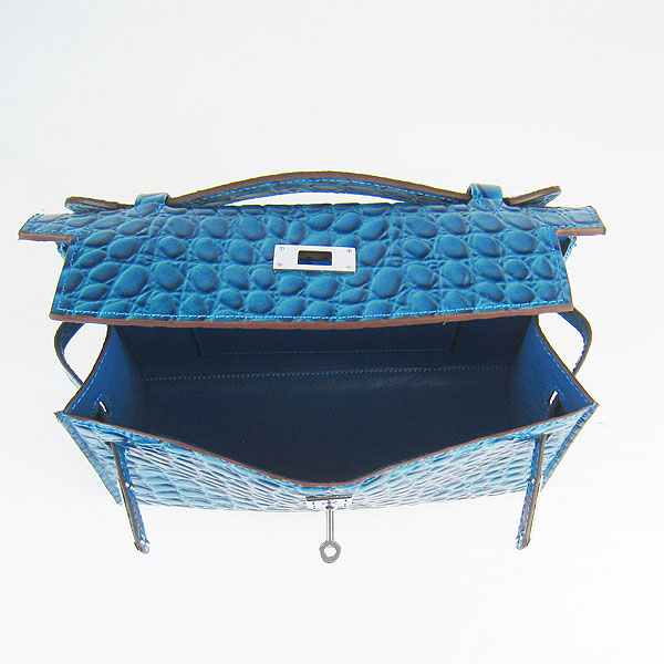 AAA Hermes Kelly 22 CM Stone Veins Handbag Blue H008 On Sale - Click Image to Close